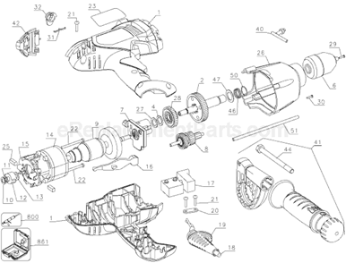 Page A Diagram and Parts List for DR601 Type 2 Black and Decker Electric Drill